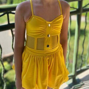 Kelle Candy Girl Yellow Leotard with Bubble Skirt